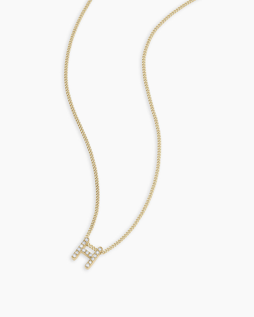 Diamond Alphabet Necklace || option::14K Solid Gold, H