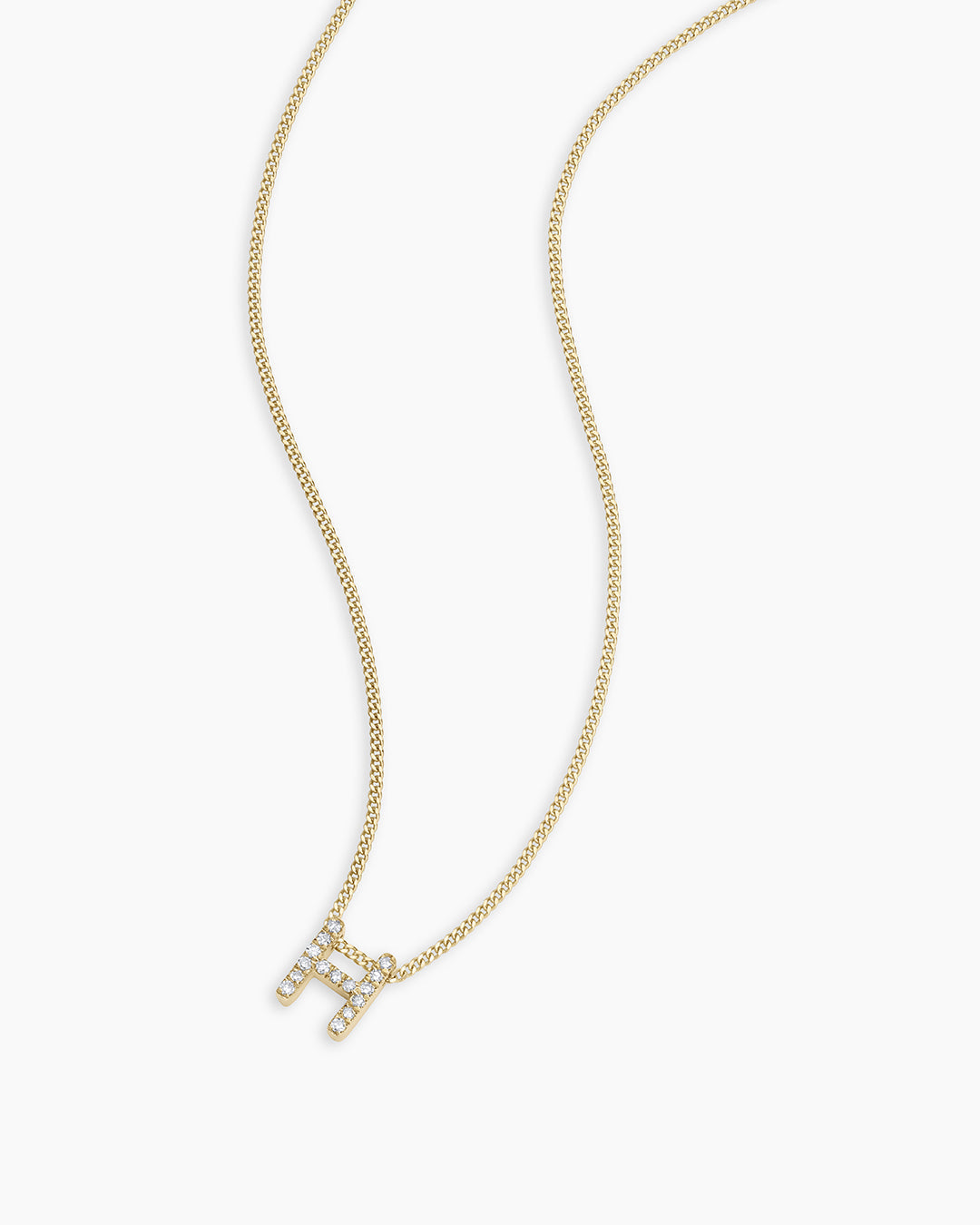 Diamond Alphabet Necklace || option::14K Solid Gold, H