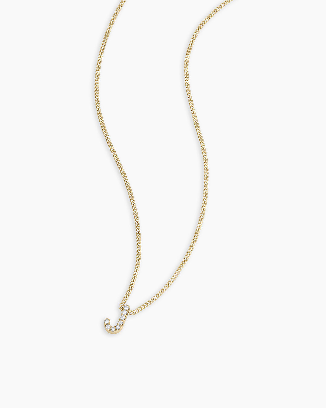 Diamond Alphabet Necklace || option::14K Solid Gold, J