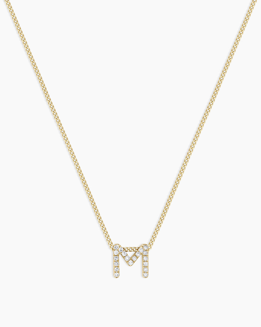 Diamond Alphabet Necklace || option::14K Solid Gold, M