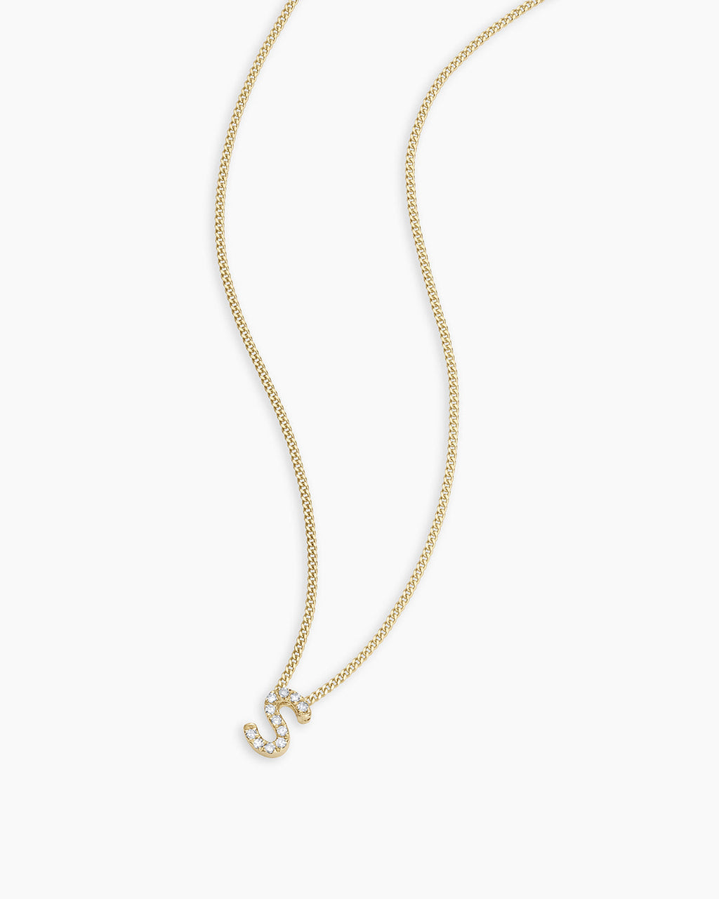 Diamond Alphabet Necklace || option::14K Solid Gold, S