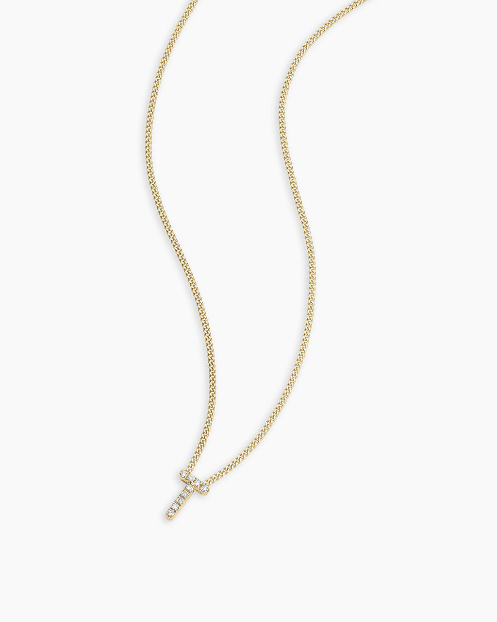 Diamond Alphabet Necklace || option::14K Solid Gold, T