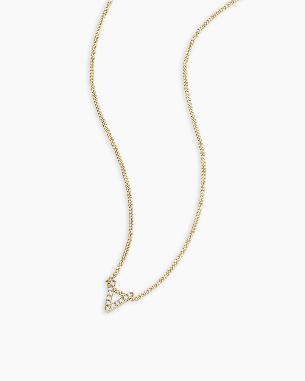Diamond Alphabet Necklace || option::14K Solid Gold, V