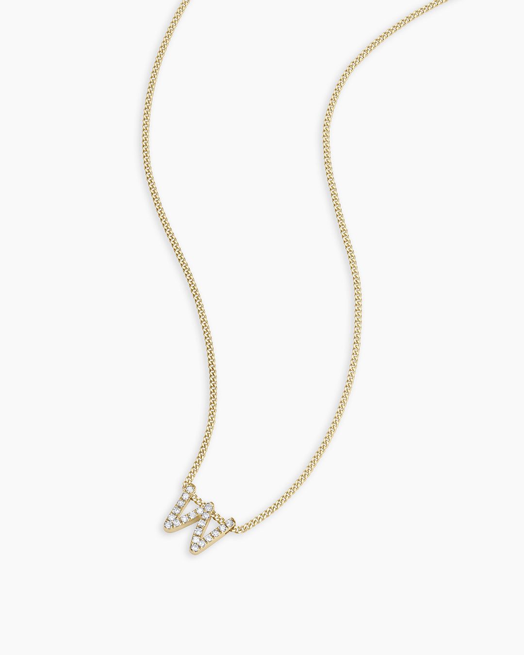 Diamond Alphabet Necklace || option::14K Solid Gold, W