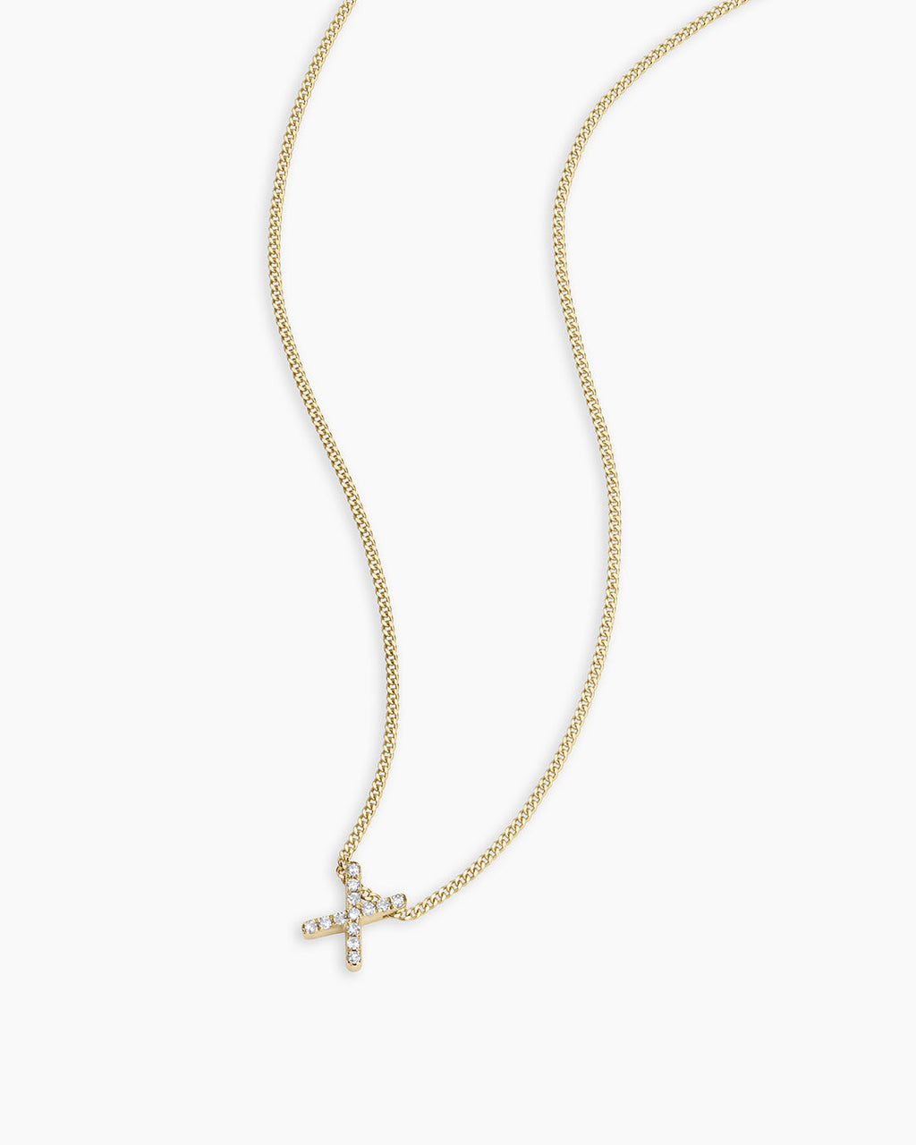 Diamond Alphabet Necklace || option::14K Solid Gold, X