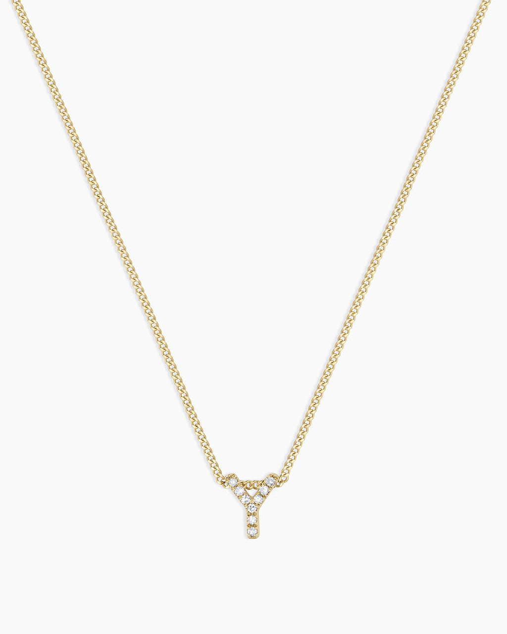 Diamond Alphabet Necklace || option::14K Solid Gold, Y