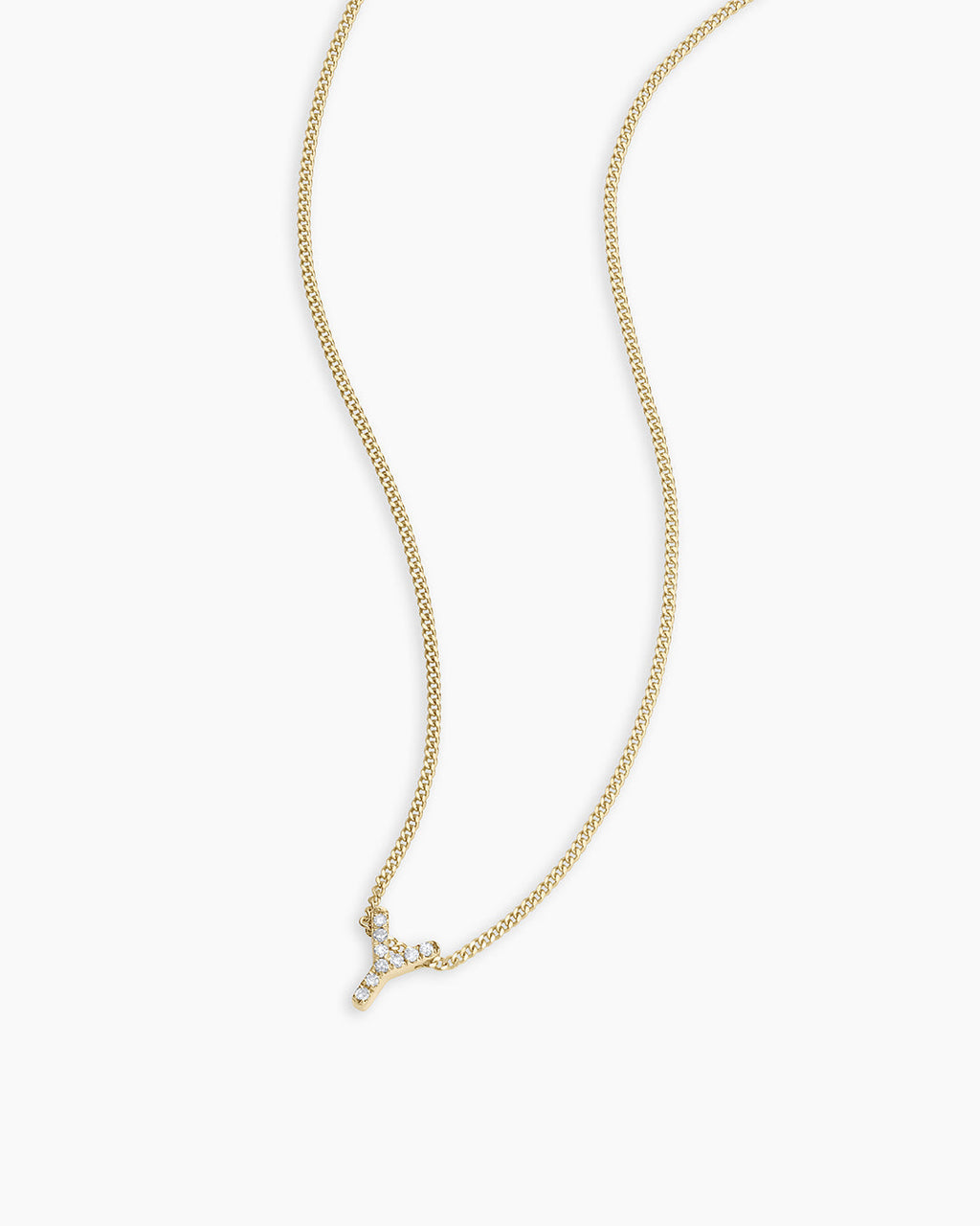 Diamond Alphabet Necklace || option::14K Solid Gold, Y