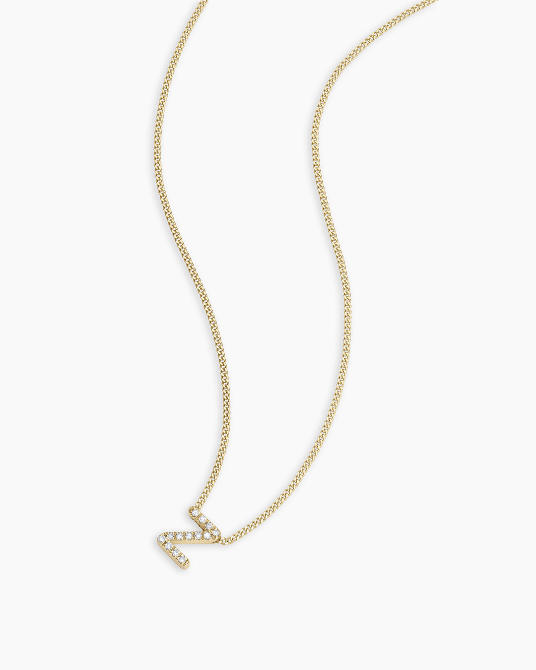 Diamond Alphabet Necklace || option::14K Solid Gold, Z