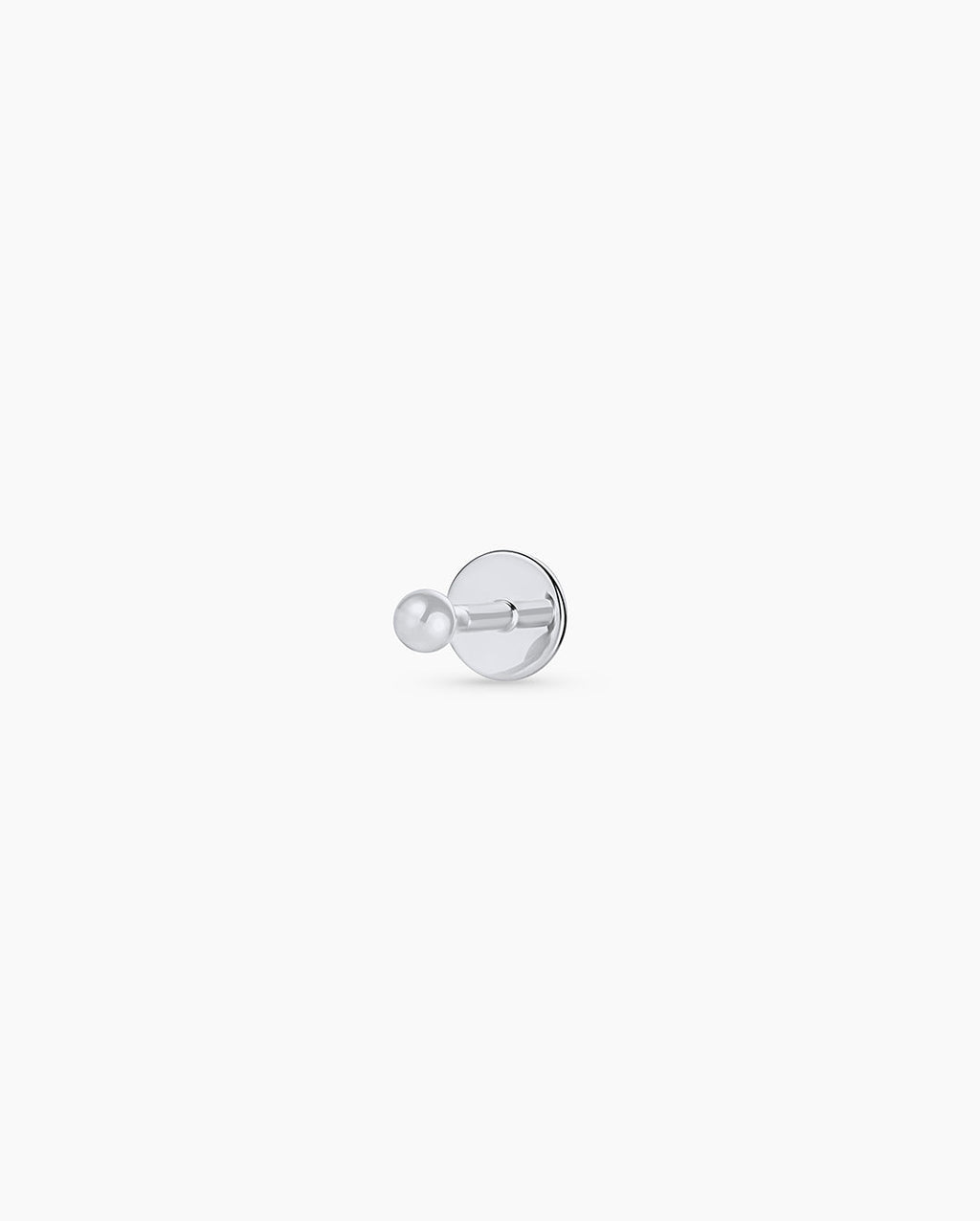 14K Gold Newport Flat Back Single Stud || option::14K Solid White Gold