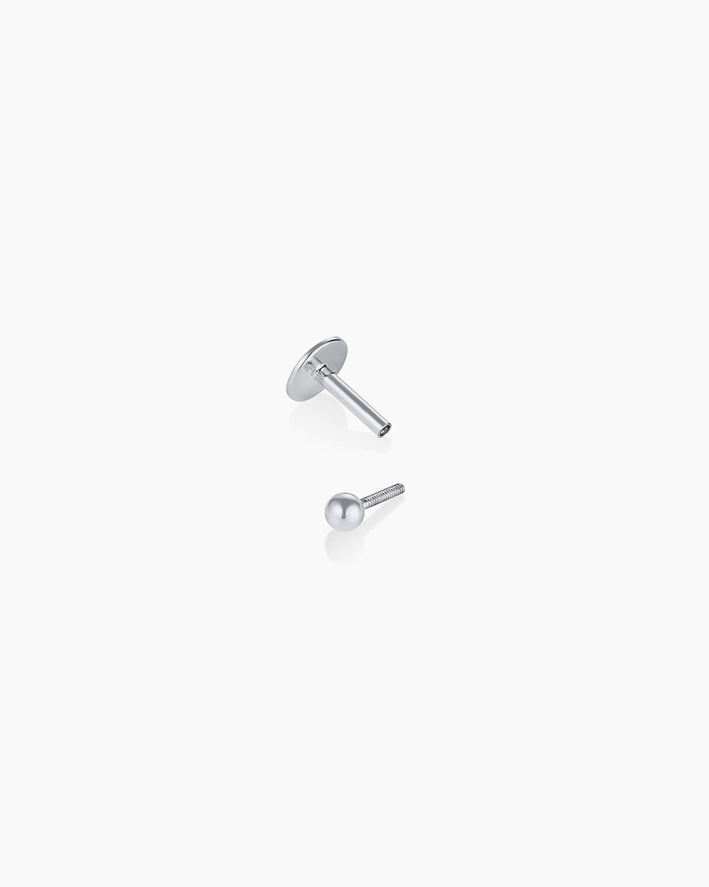14K Gold Newport Flat Back Single Stud || option::14K Solid White Gold