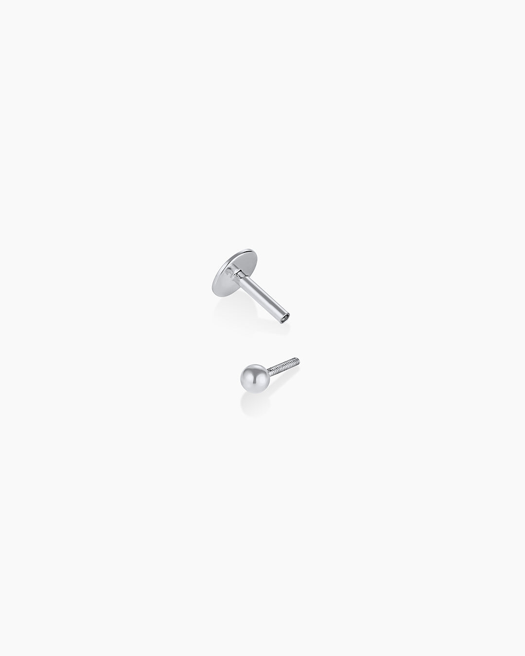 14K Gold Newport Flat Back Single Stud || option::14K Solid White Gold
