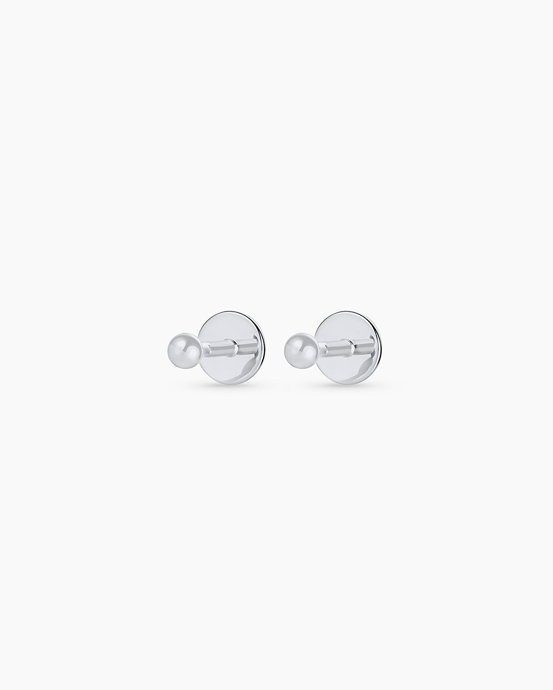 14K Gold Newport Flat Back Studs || option::14K Solid White Gold