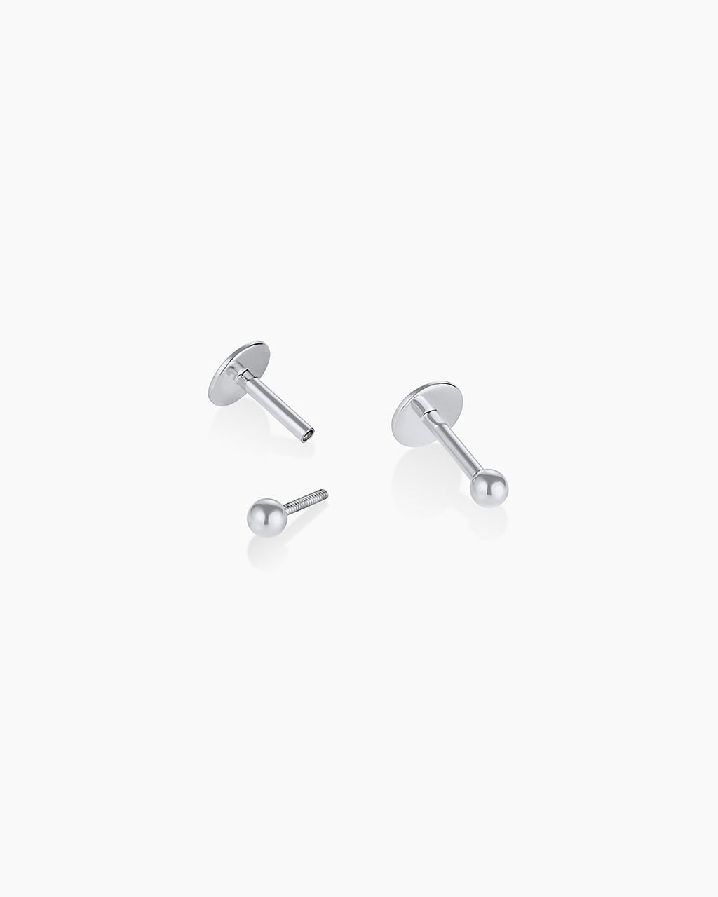 14K Gold Newport Flat Back Studs || option::14K Solid White Gold