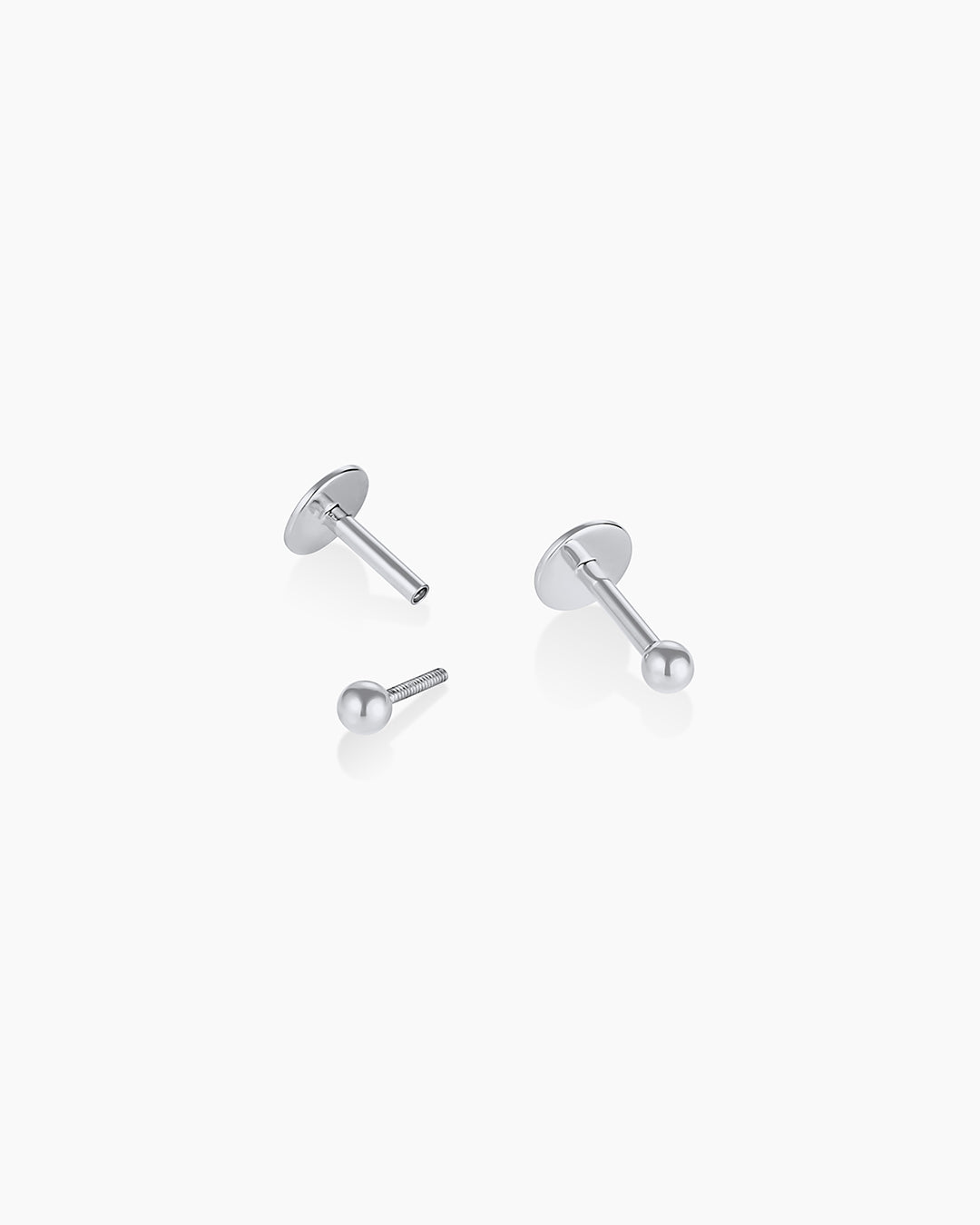 14K Gold Newport Flat Back Studs || option::14K Solid White Gold
