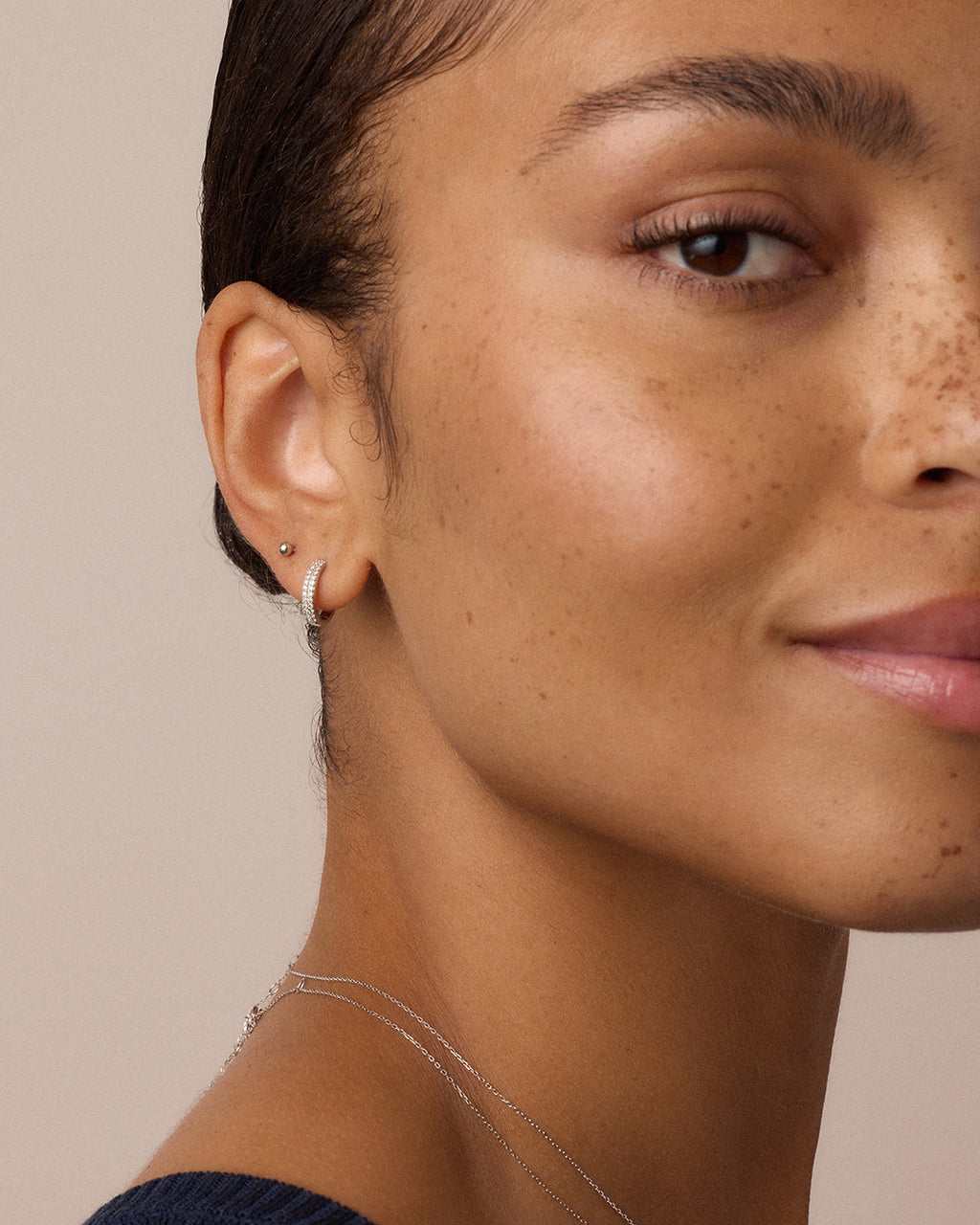 14K Gold Newport Flat Back Studs || option::14K Solid White Gold