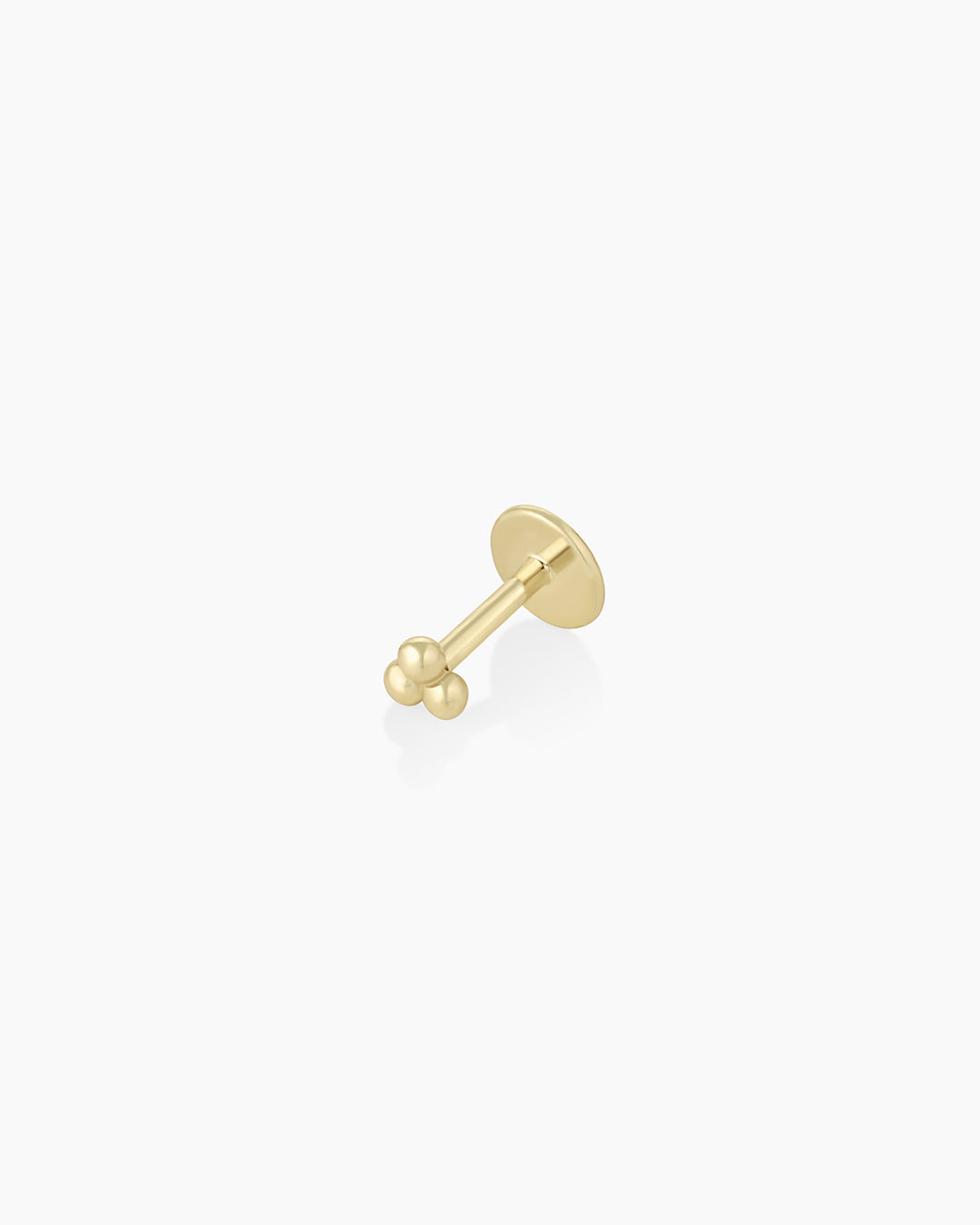 14K Gold Trio Threaded Flatback Stud || option::14K Solid Gold