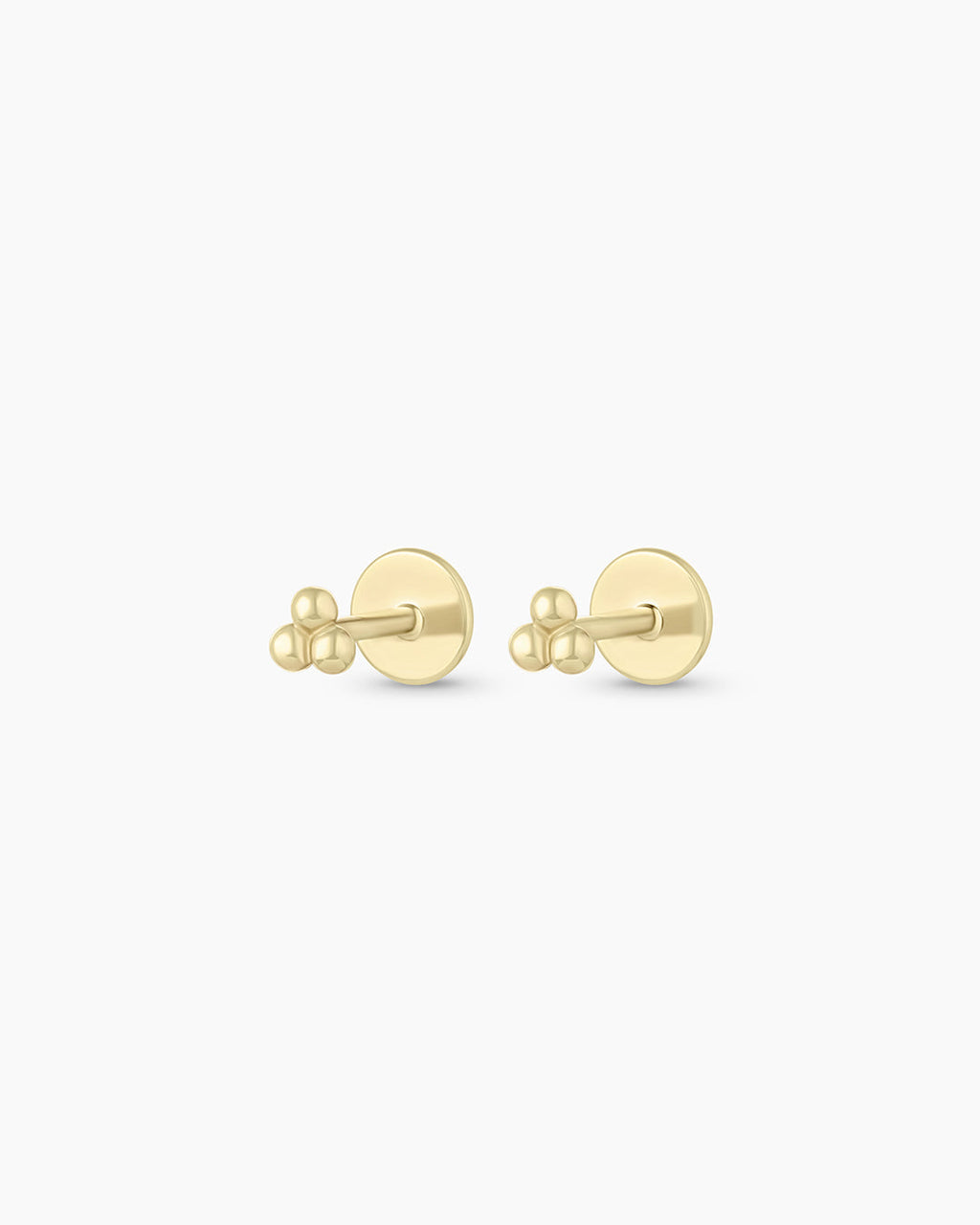 14K Gold Trio Threaded Flatback Studs || option::14K Solid Gold