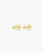 14K Gold Trio Threaded Flatback Studs || option::14K Solid Gold