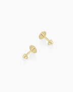 14K Gold Trio Threaded Flatback Stud || option::14K Solid Gold