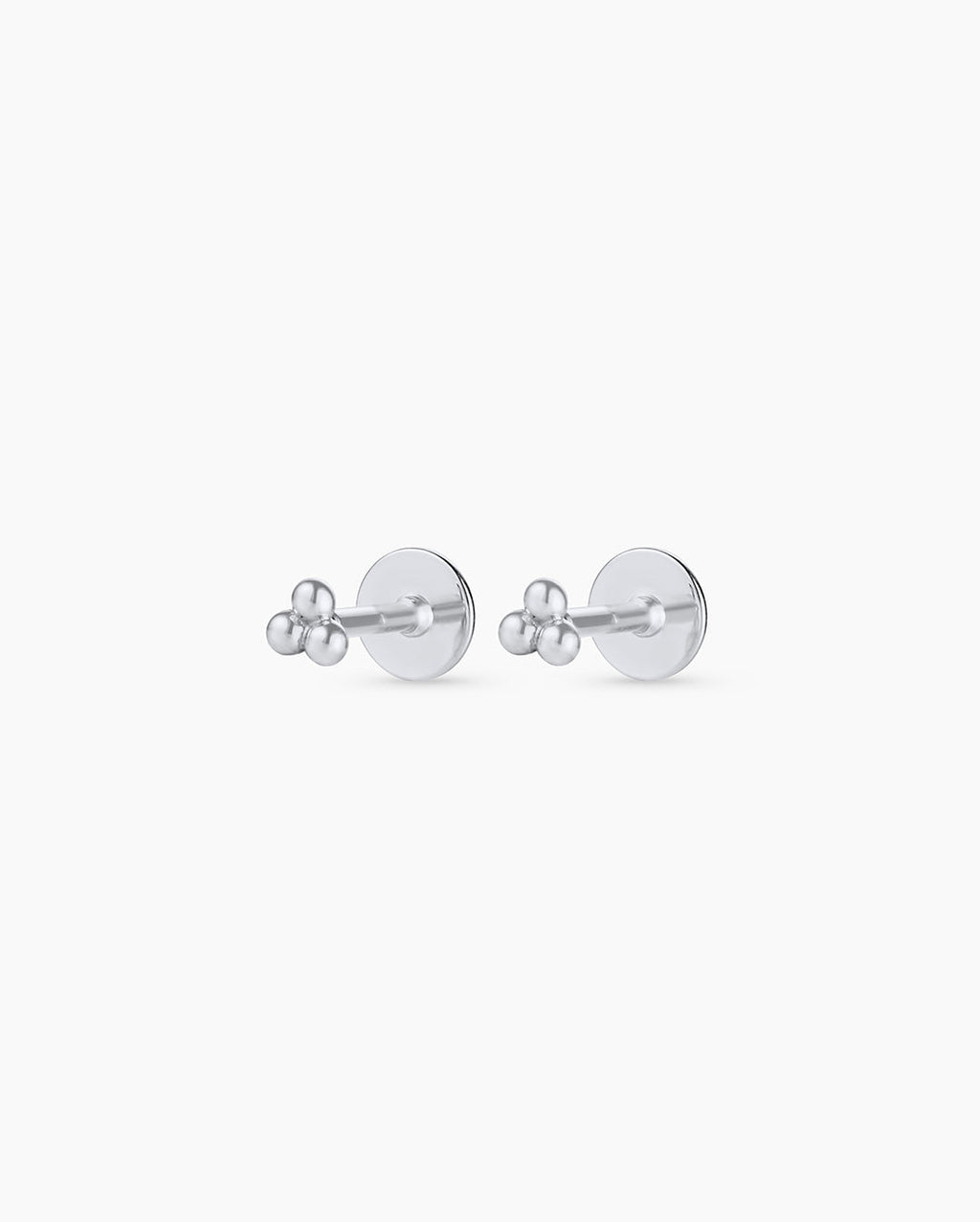 14K Gold Trio Flat Back Studs || option::14K Solid White Gold