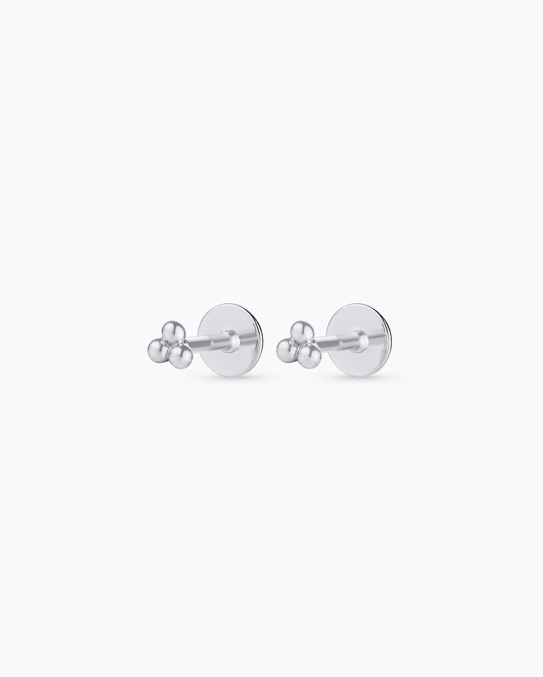 14K Gold Trio Flat Back Studs || option::14K Solid White Gold