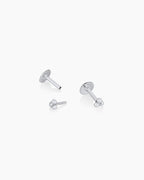 14K Gold Trio Flat Back Studs || option::14K Solid White Gold