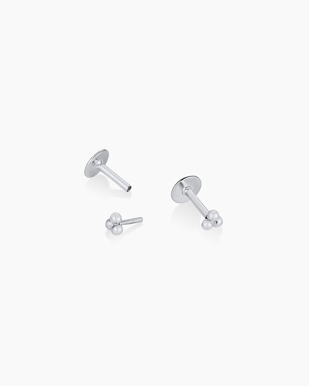 14K Gold Trio Flat Back Studs || option::14K Solid White Gold