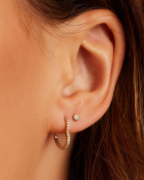 Classic Diamond Threaded Flatback Studs || option::14K Solid Gold