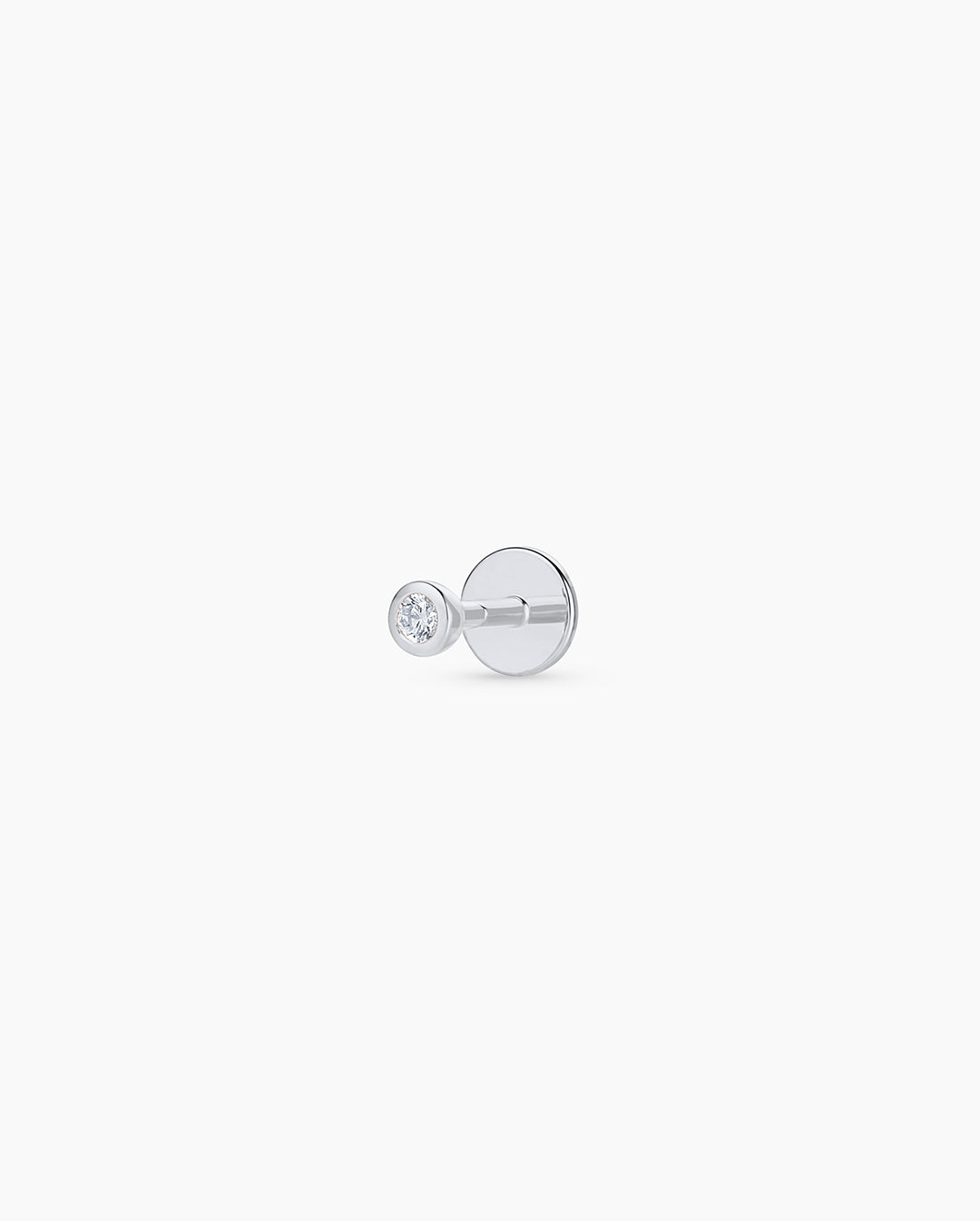 Classic Diamond Flat Back Single Stud || option::14K Solid White Gold