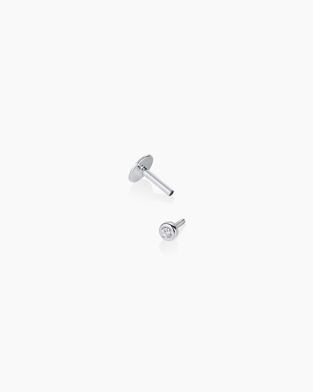 Classic Diamond Flat Back Single Stud || option::14K Solid White Gold
