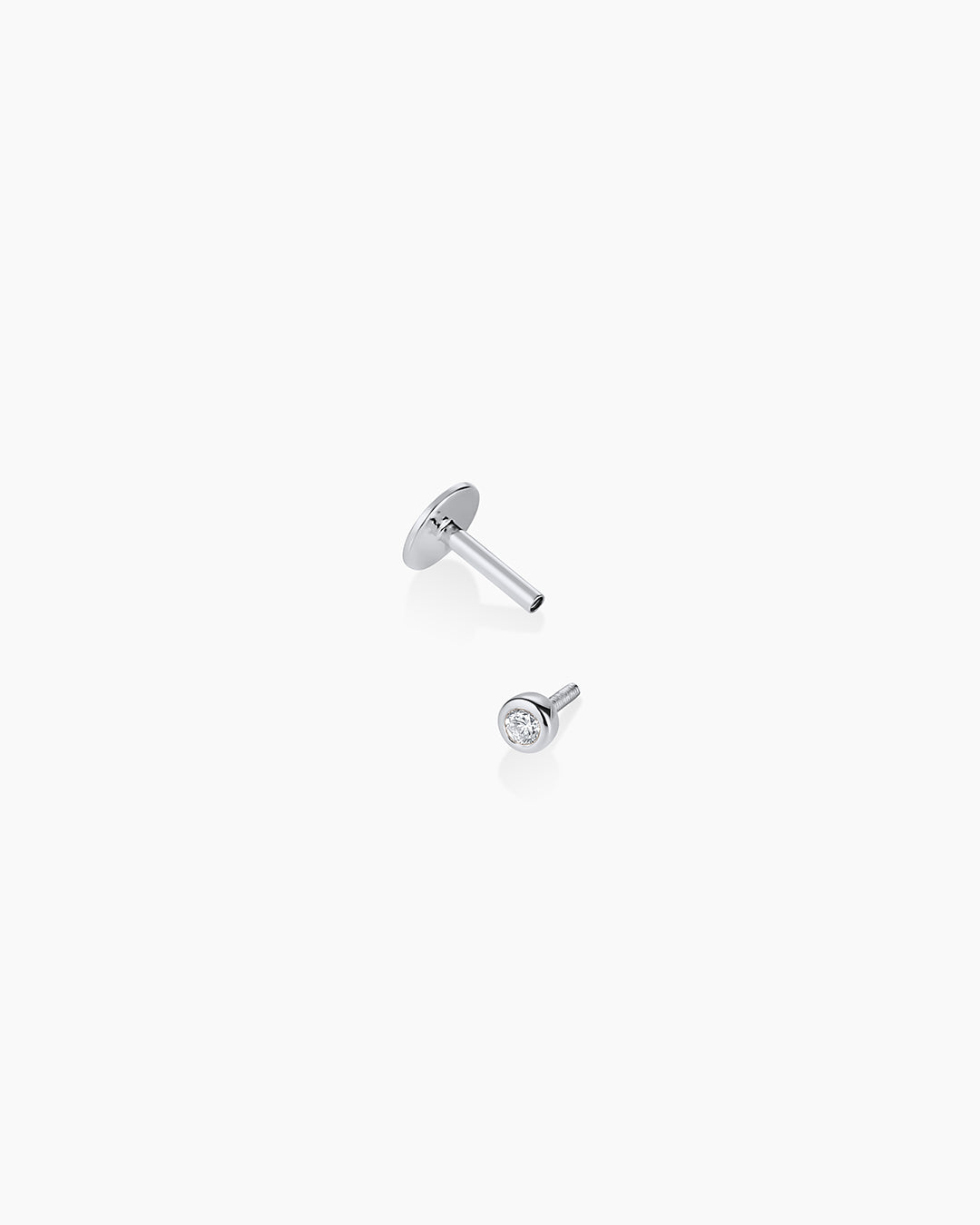 Classic Diamond Flat Back Single Stud || option::14K Solid White Gold