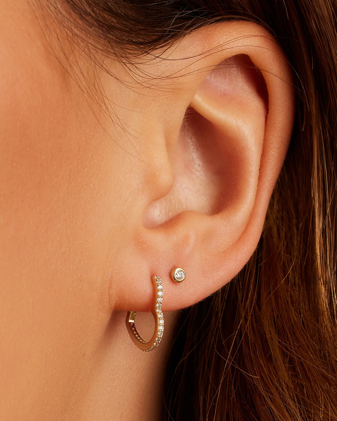 Classic Diamond Threaded Flatback Studs || option::14K Solid Gold