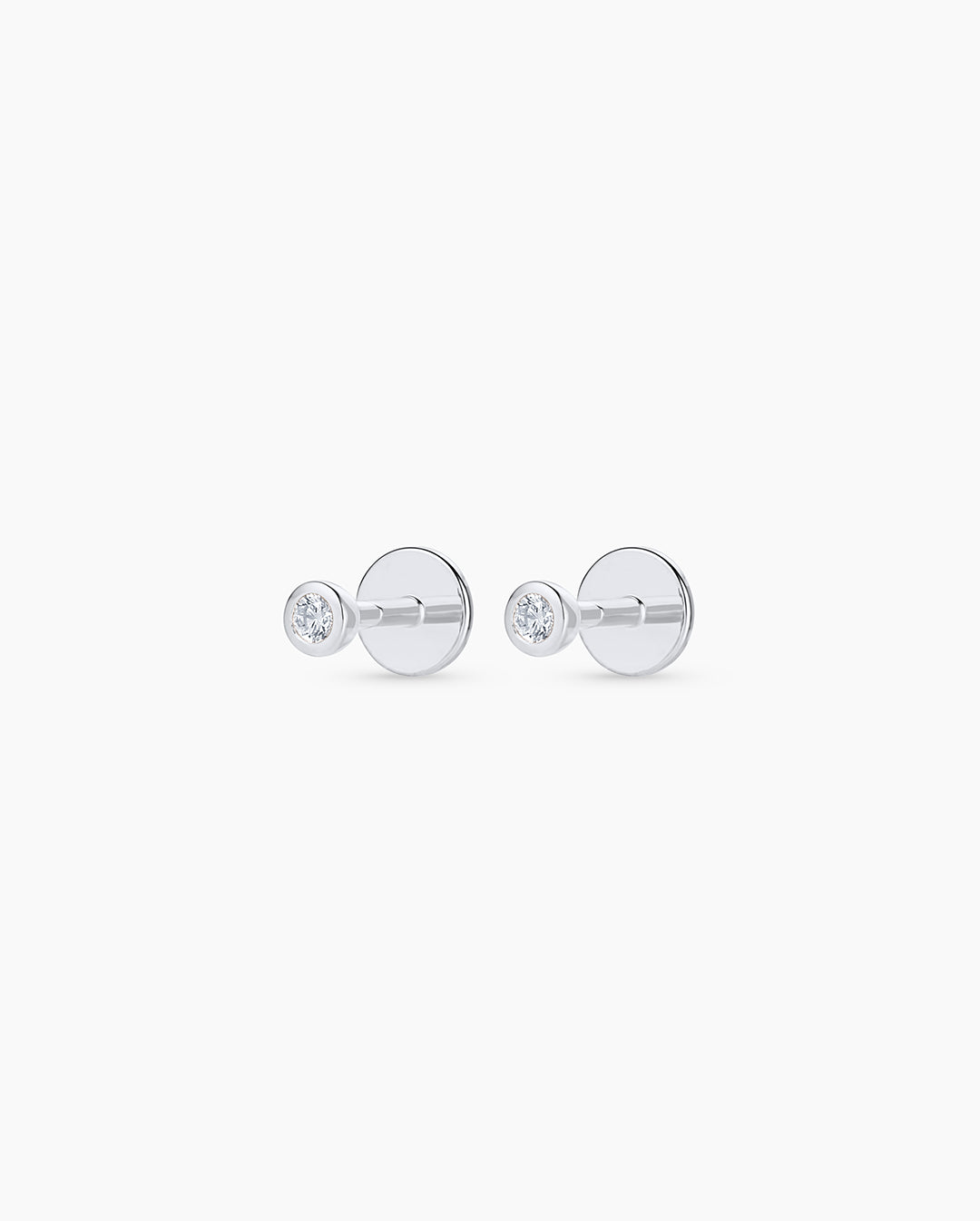 Classic Diamond Flat Back Studs || option::14K Solid White Gold