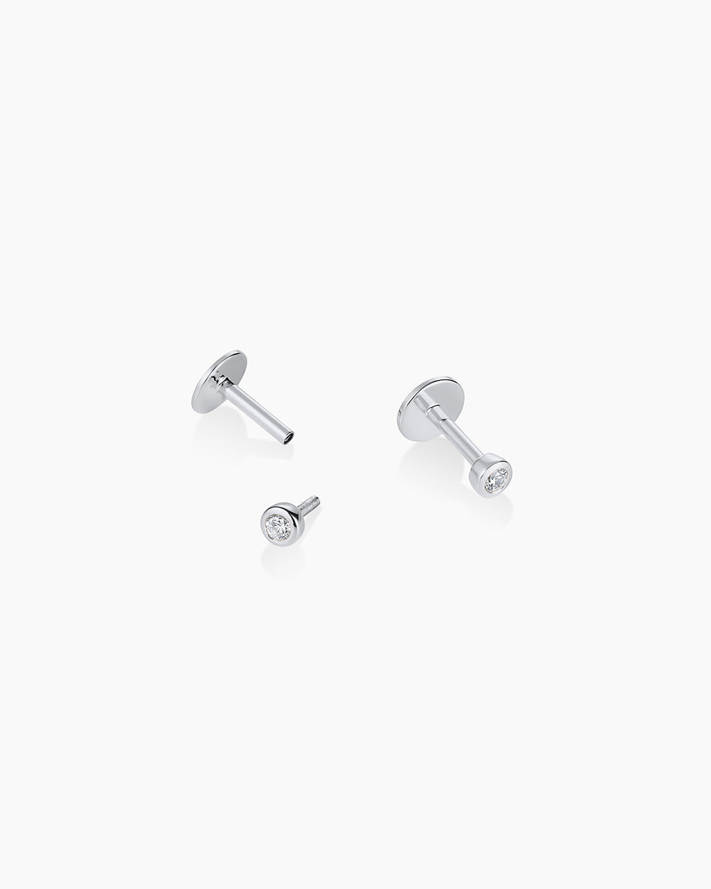 Classic Diamond Flat Back Studs || option::14K Solid White Gold
