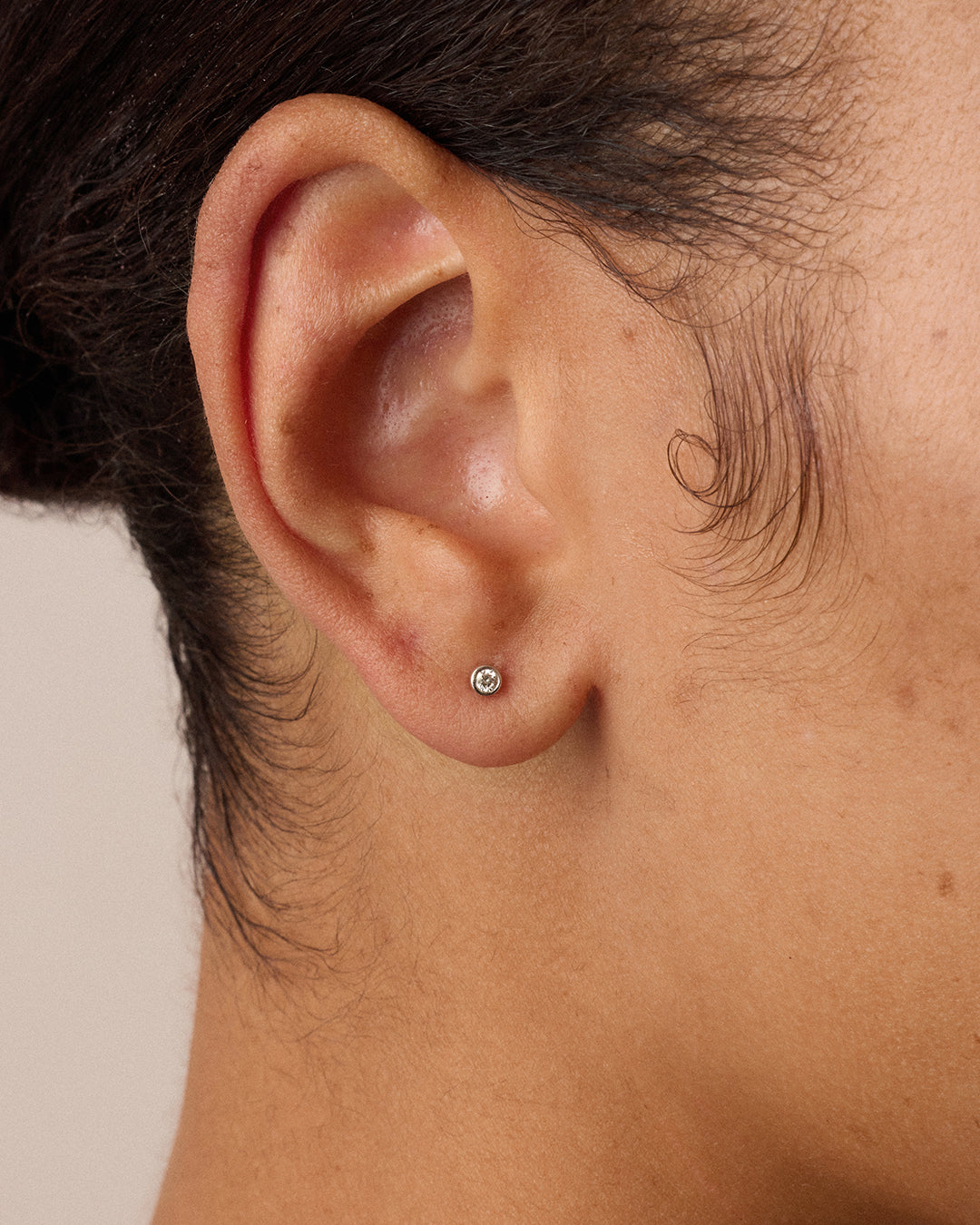 Classic Diamond Flat Back Studs || option::14K Solid White Gold