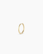 Woman wearing Classic Gold Huggie || option::14K Solid Gold, 13mm