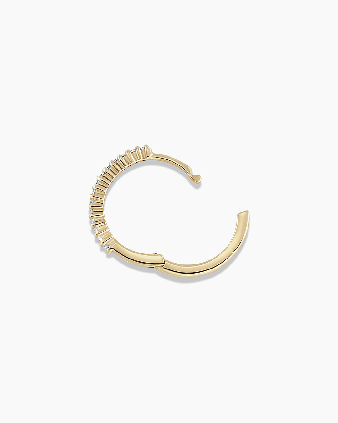 Diamond Pave 13 mm Huggie || option::14K Solid Gold, 13mm