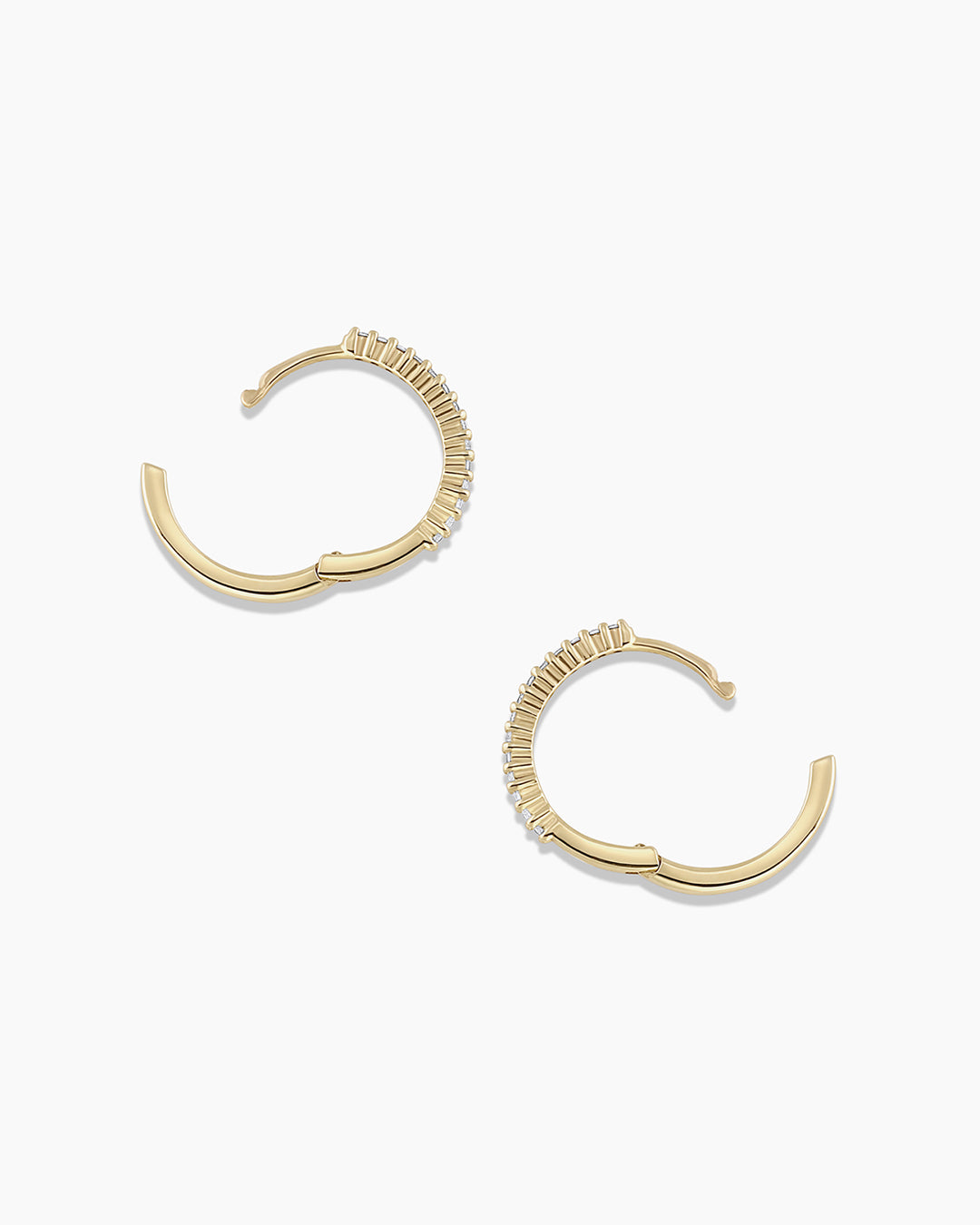 Diamond Pave 13mm Huggies || option::14K Solid Gold, 13mm