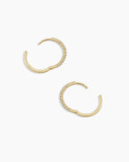 Diamond Pave 13mm Huggies || option::14K Solid Gold, 13mm