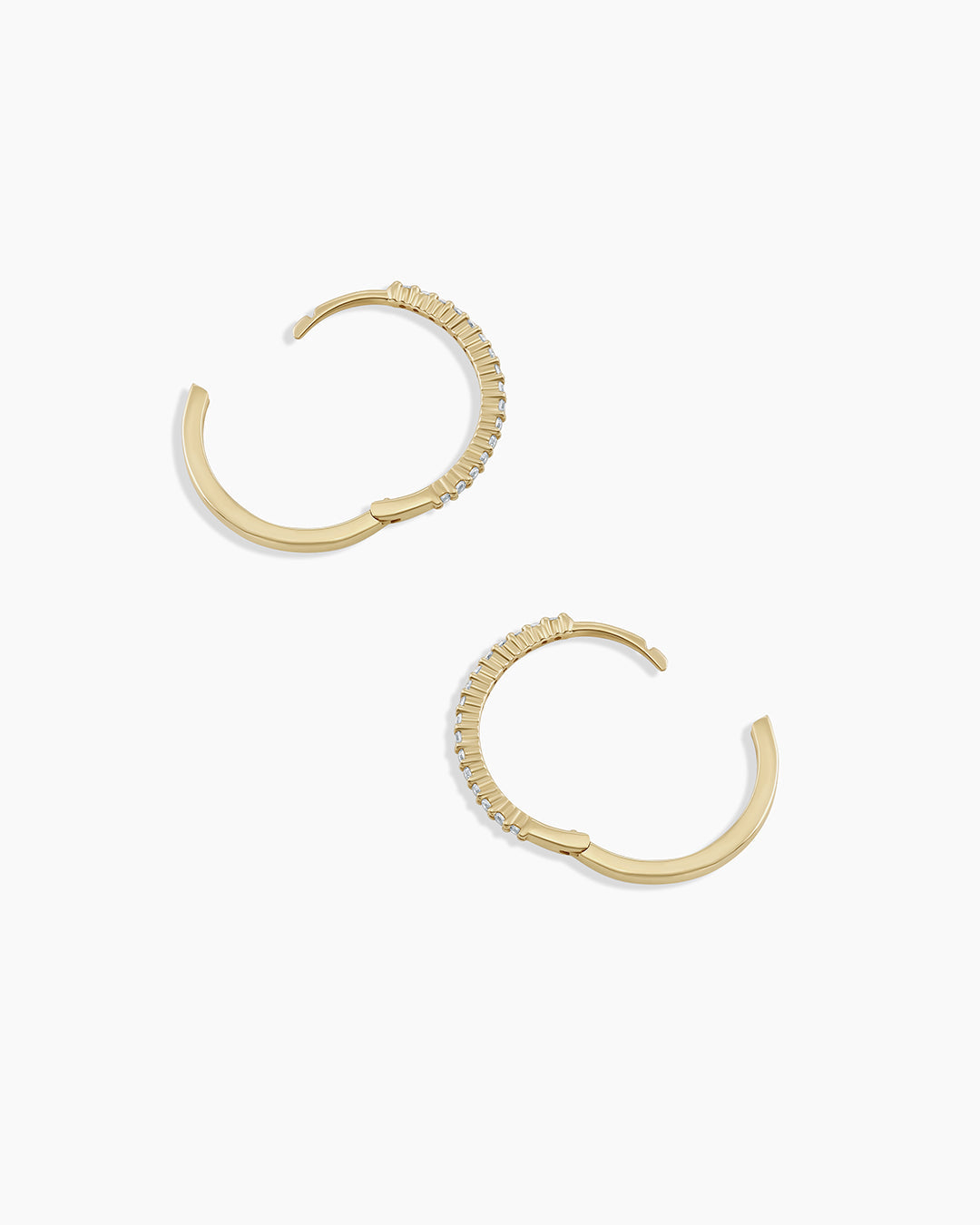 Diamond Pave 13mm Huggies || option::14K Solid Gold, 13mm