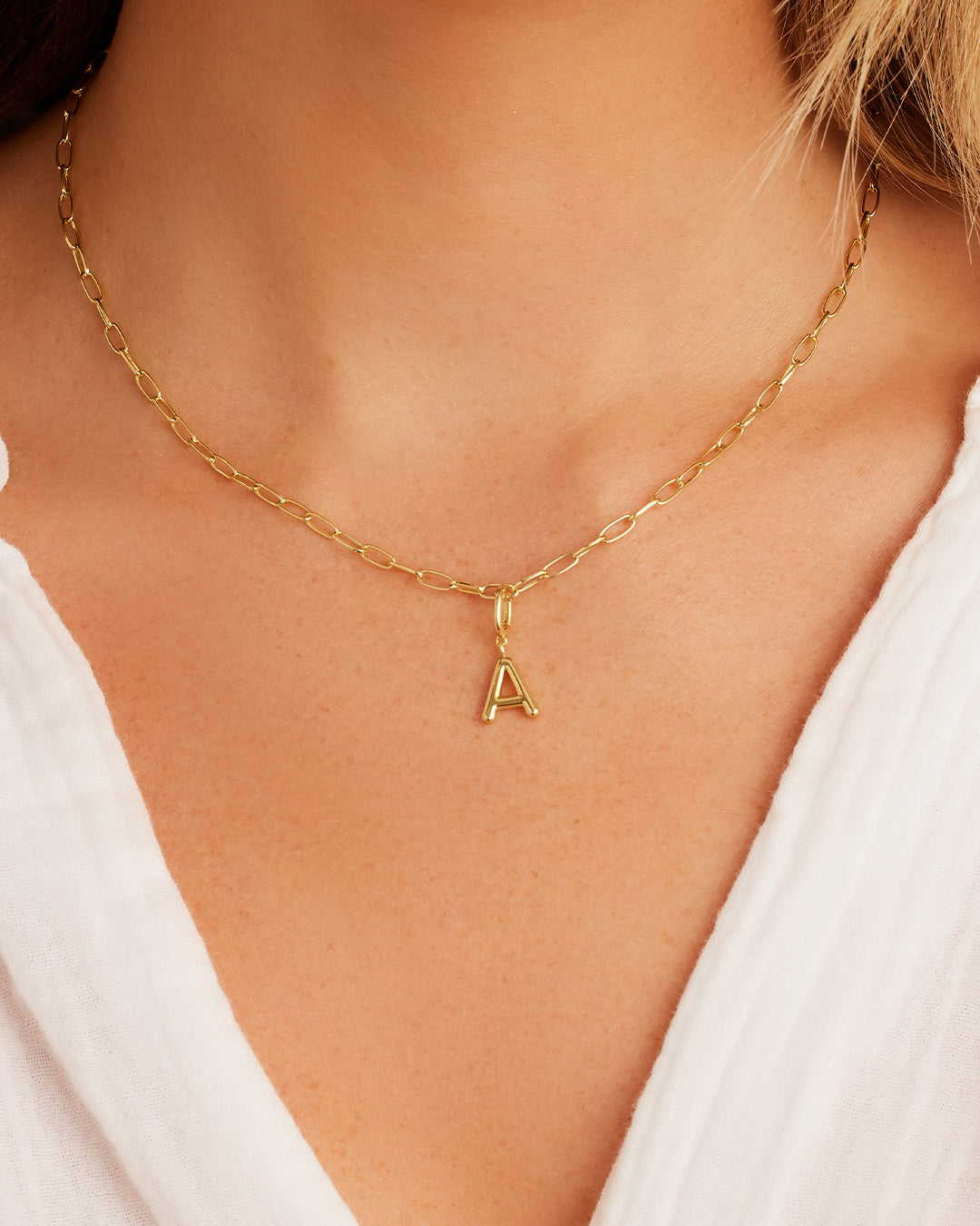 Alphabet Helium Parker Charm #A || option::18K Gold Plated, A