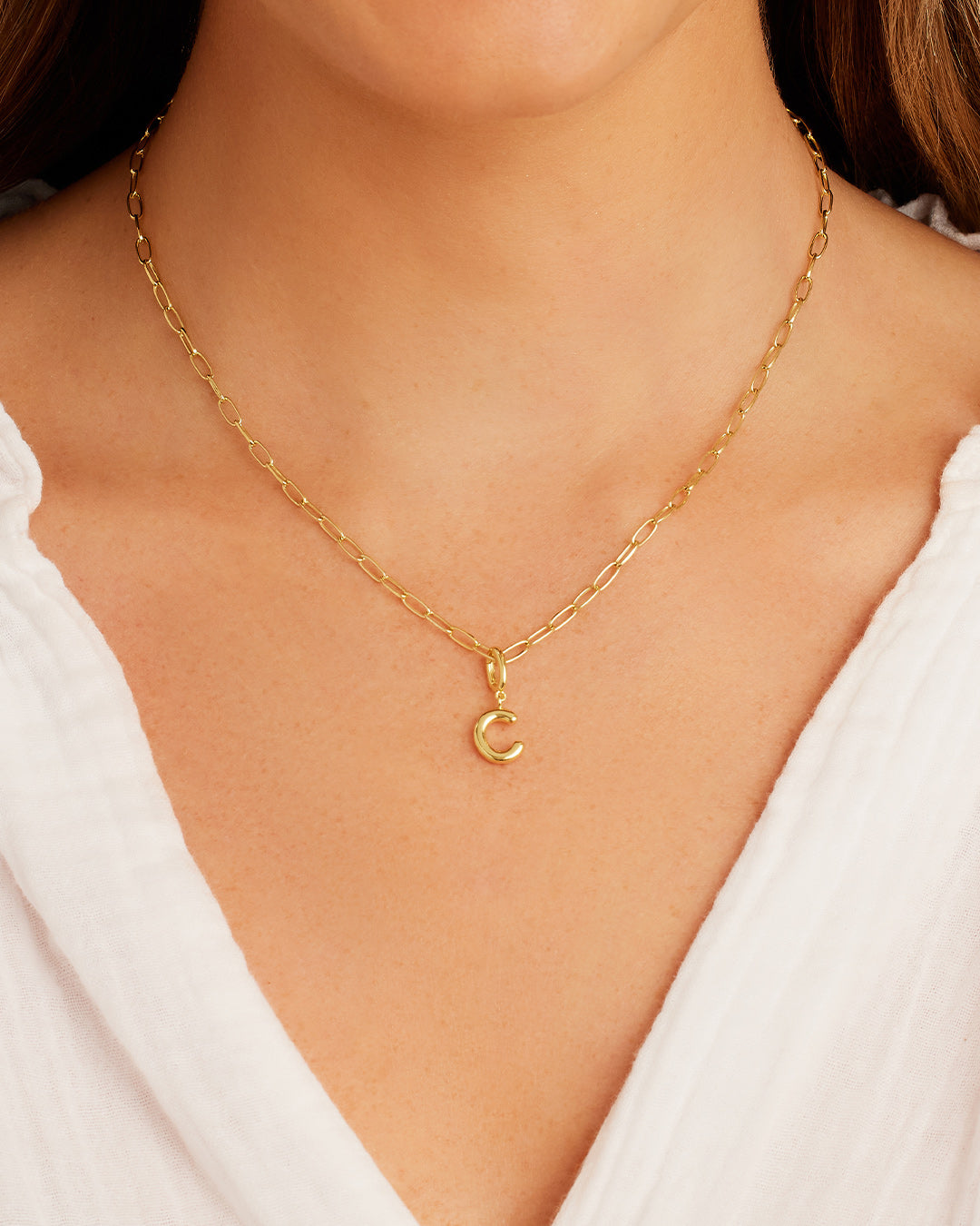 Alphabet Helium Parker Charm #C || option::18K Gold Plated, C