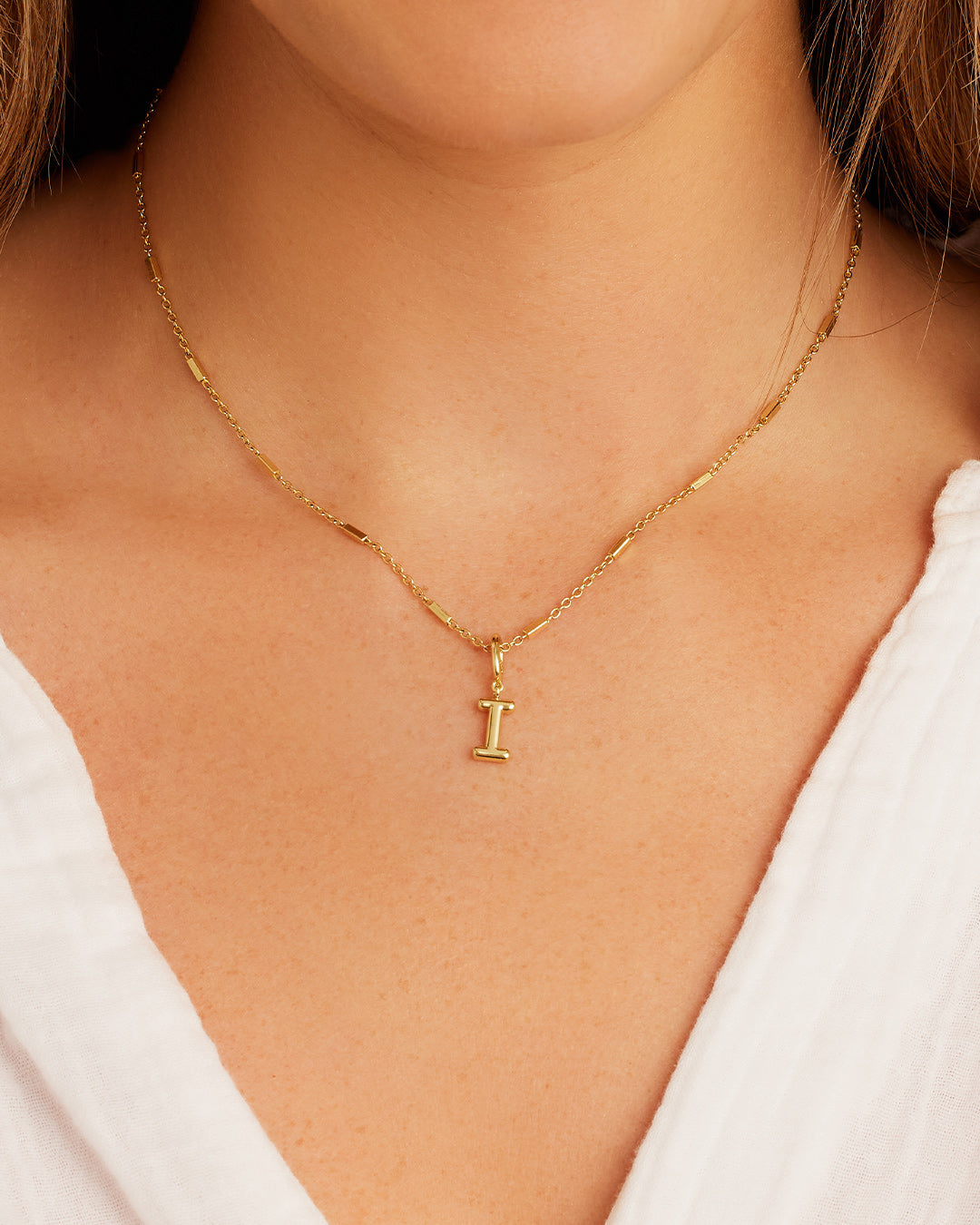 Alphabet Helium Parker Charm #I || option::18K Gold Plated, I