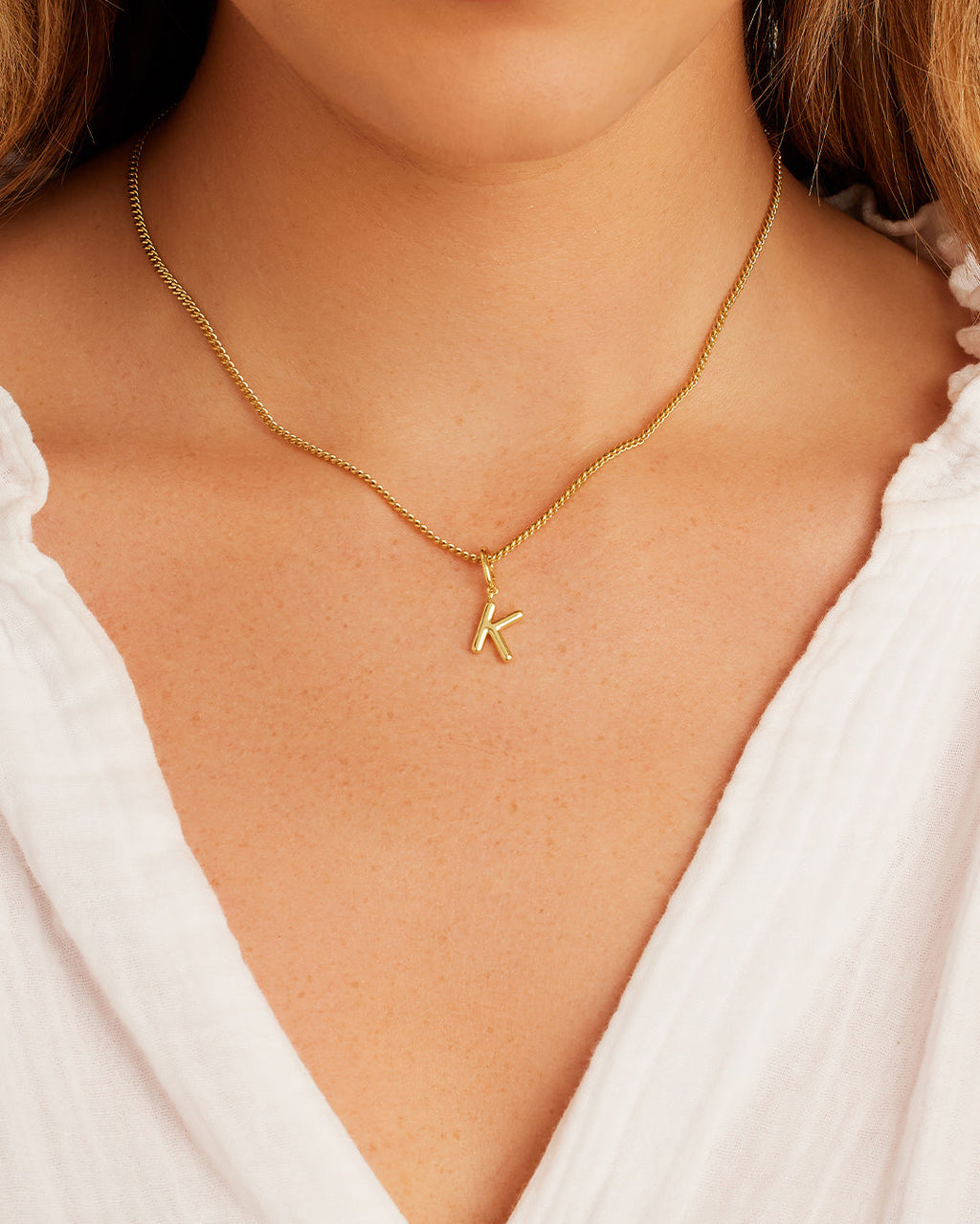Alphabet Helium Parker Charm #K || option::18K Gold Plated, K