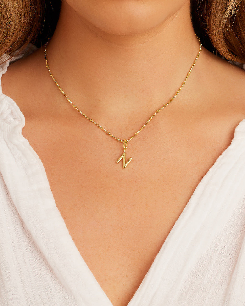 Alphabet Helium Parker Charm #N || option::18K Gold Plated, N