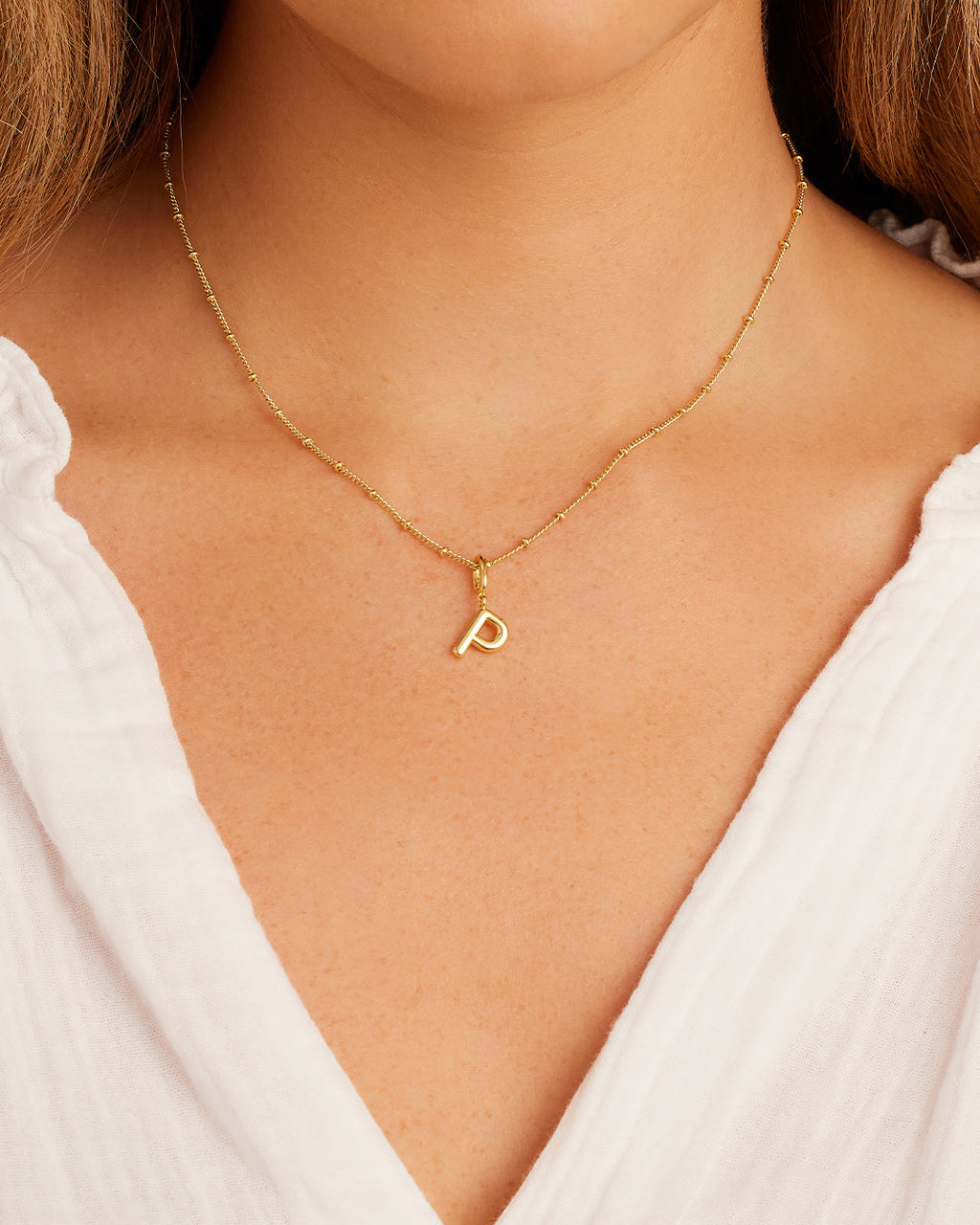 Alphabet Helium Parker Charm #P || option::18K Gold Plated, P