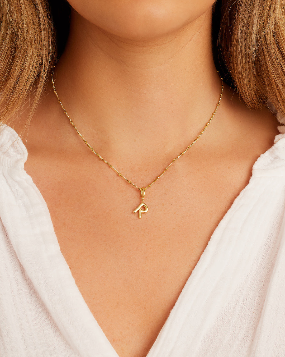 Alphabet Helium Parker Charm #R || option::18K Gold Plated, R