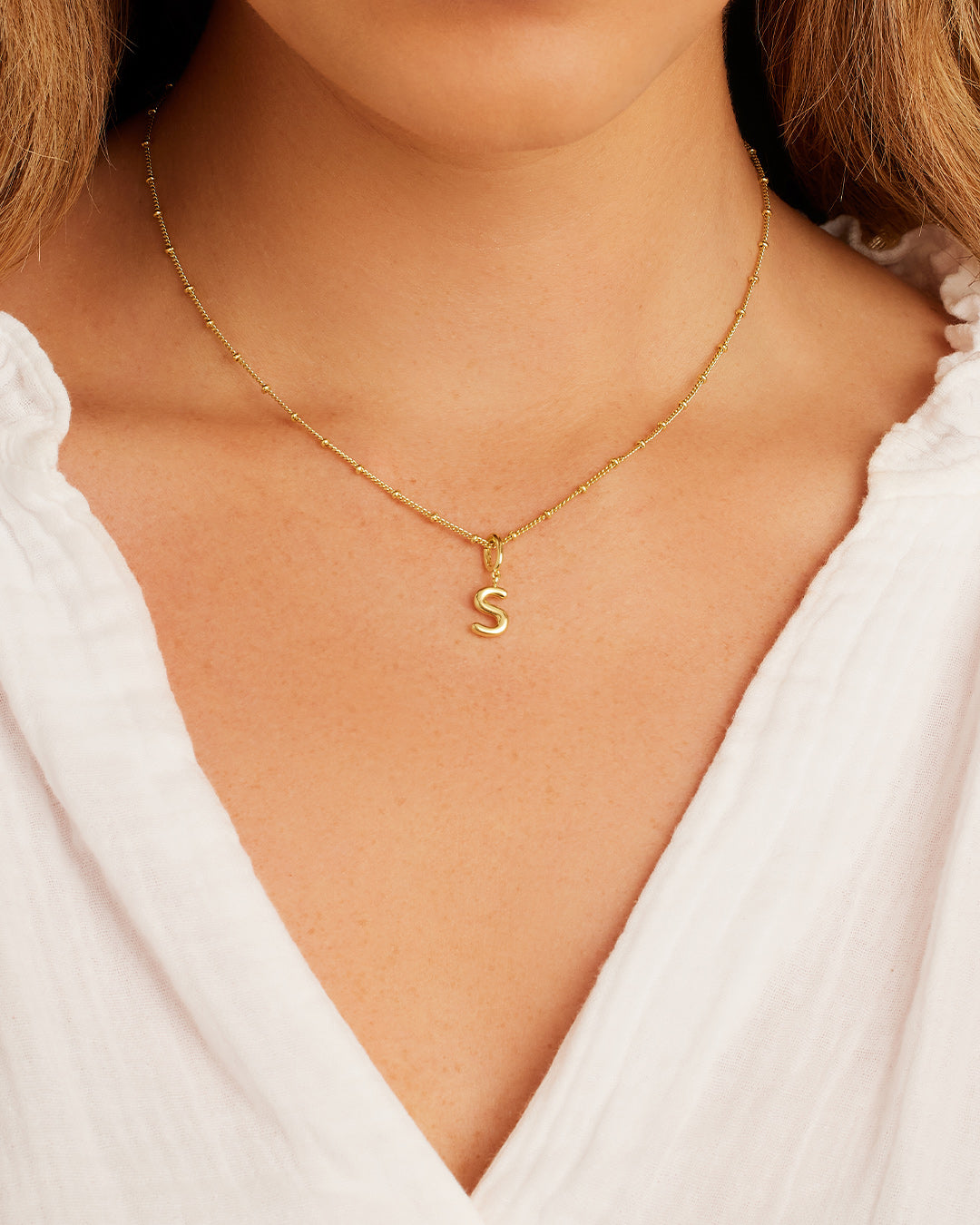Alphabet Helium Parker Charm #S || option::18K Gold Plated, S