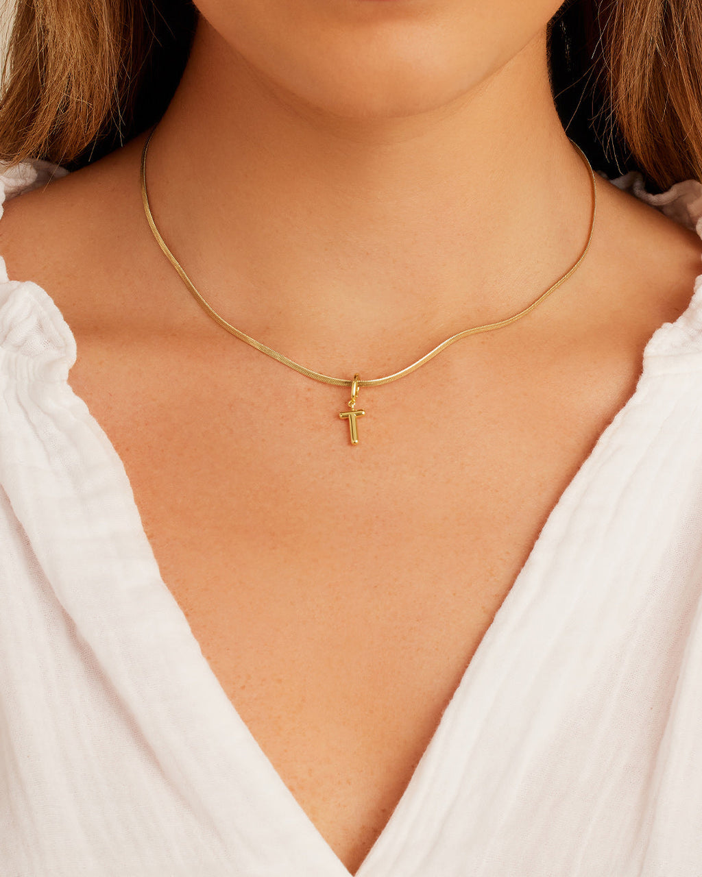 Alphabet Helium Parker Charm #T || option::18K Gold Plated, T