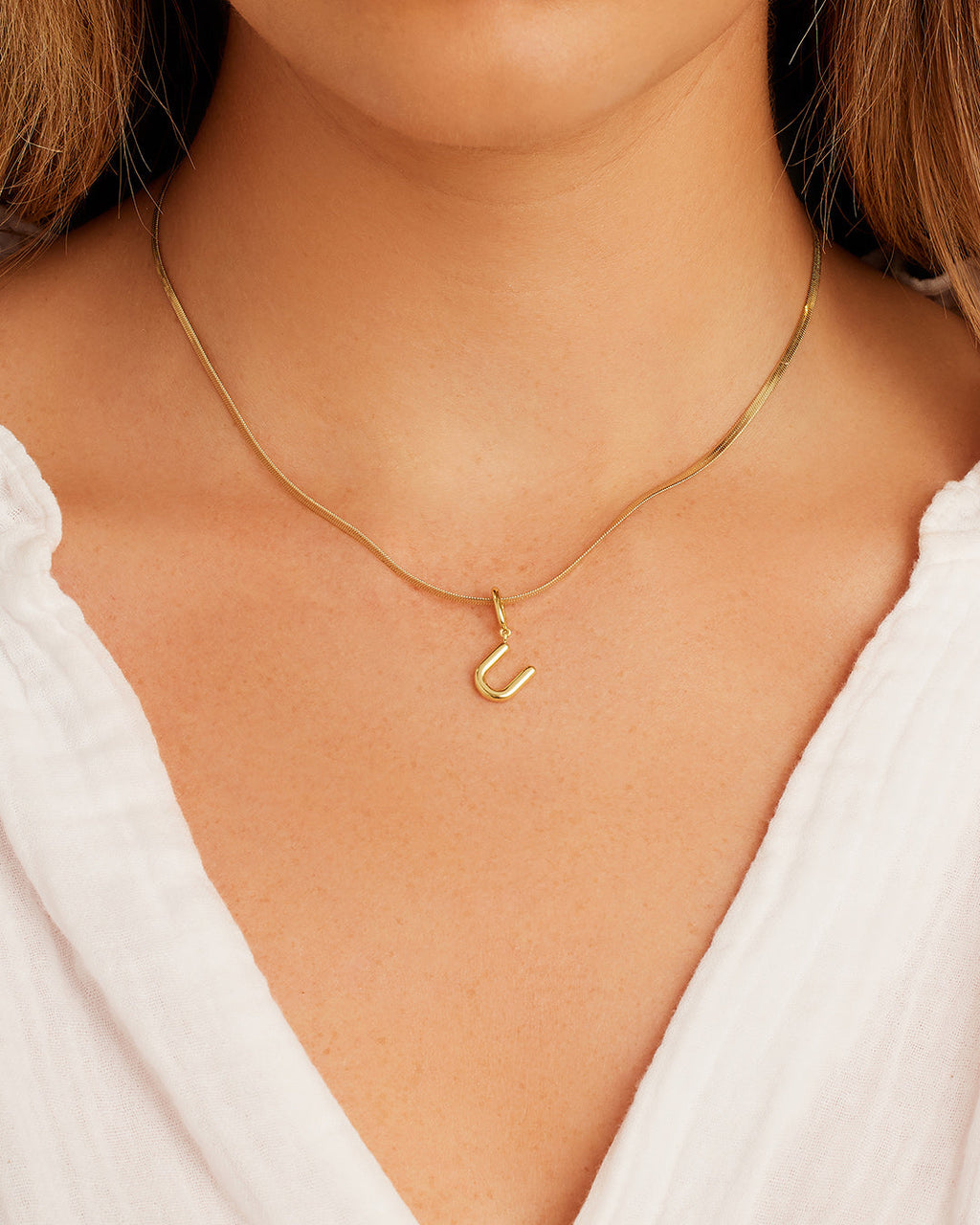 Alphabet Helium Parker Charm #U || option::18K Gold Plated, U
